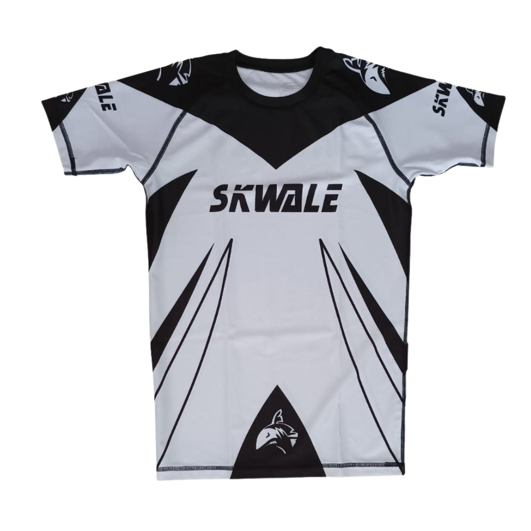 Rashguard pour Homme Manches Courtes "WSC" - Blanc/Noir